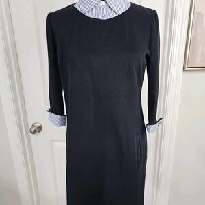 Talbots Black Dress with Blue Striped Accents